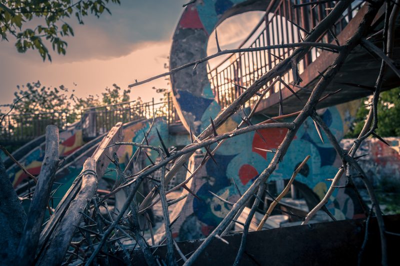 Soviet mosaic lost in the green // Georgia – La Dent de L’Oeil – Contemporary photography by Hélène Veilleux – #georgia #art #urbex #soviet #mosaic #chicken